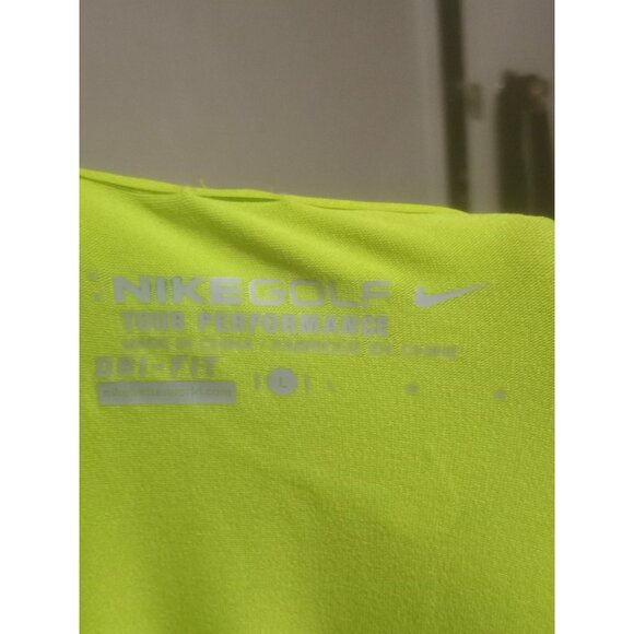 NIKE GOLF Tour Performance Dri Fit Neon Green Polo Shirt Mens Large L - Picture 7 of 11